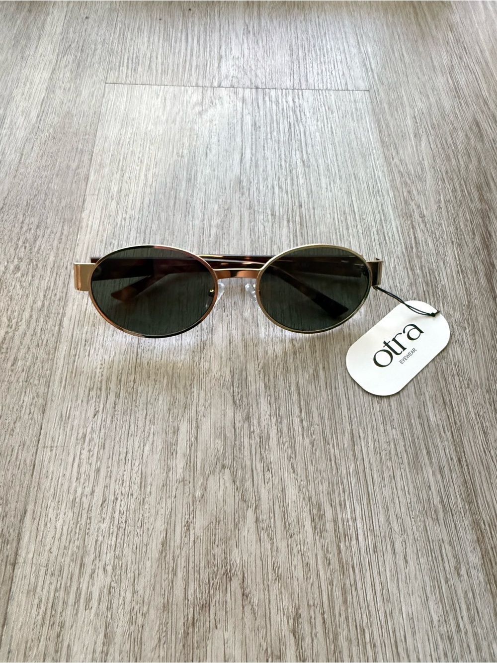 otra echo gold tortoise arms round metal retro modern sunglasses eyewear NEW
